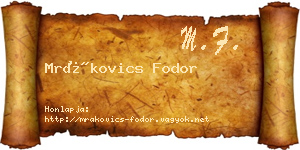 Mrákovics Fodor névjegykártya